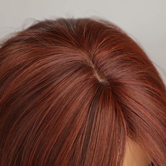 Auburn Red Wigs with Bangs, Copper Red Wigs for Women, Shoulder Length Synthetic - Picture 5 of 6